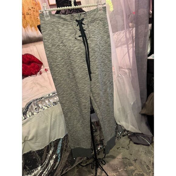 vS Pink grey lace up hooded sweatshirt& matching lace up joggers sweatsuit  trac - Picture 10 of 13